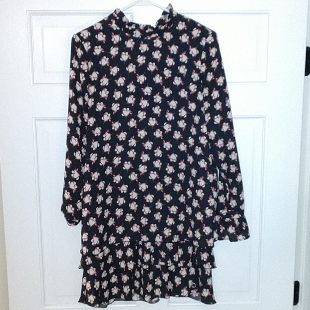 Ecco Size 6 Black Floral Print Dress